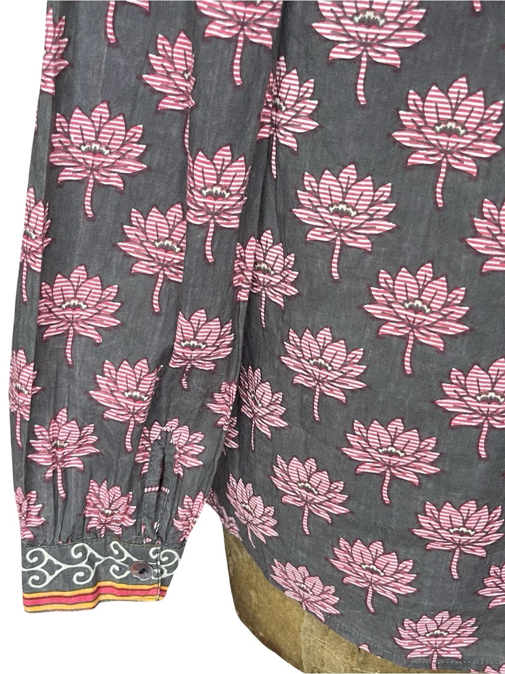 Maison Hotel Cohen Blouse Lotus Mondrian Pink Lotus Print Cotton Boho Western M - Picture 12 of 15